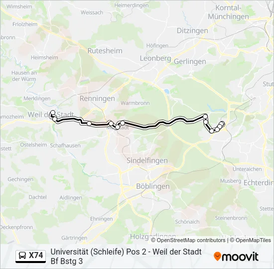 X74 Bus Line Map