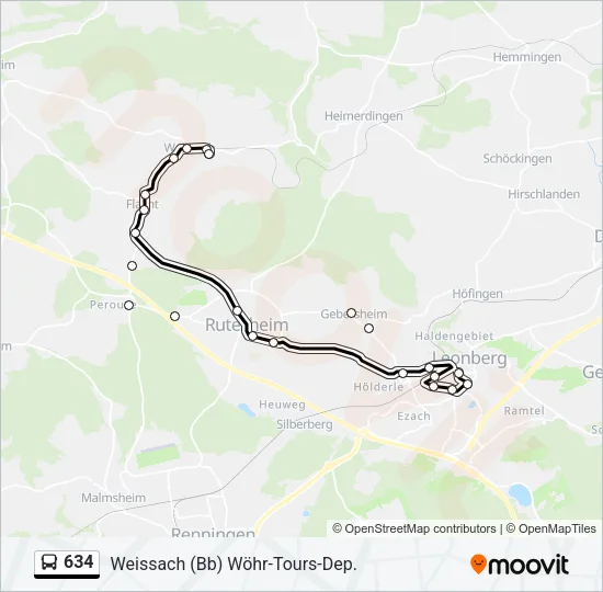 634 Bus Line Map