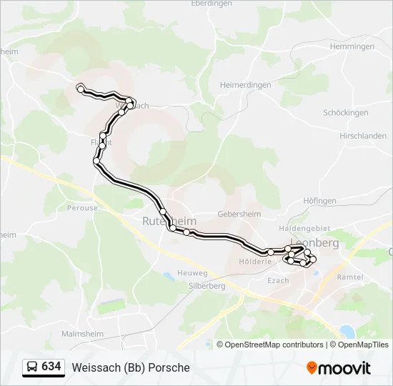 634 Bus Line Map