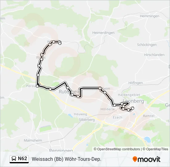 N62 Bus Line Map