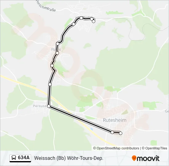 634A Bus Line Map