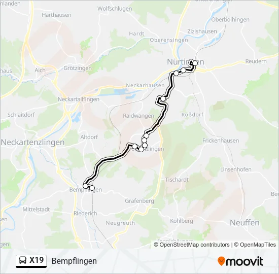 X19 Bus Line Map