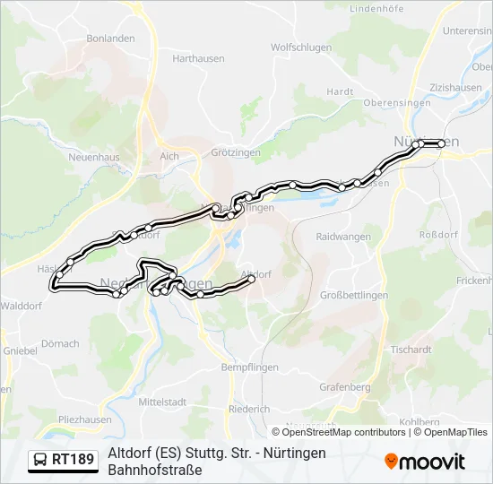 RT189 Bus Line Map