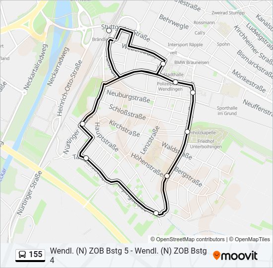 155 Bus Line Map