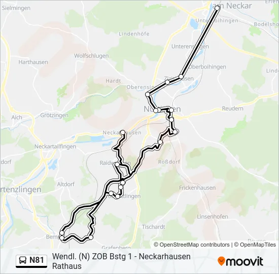 N81 Bus Line Map