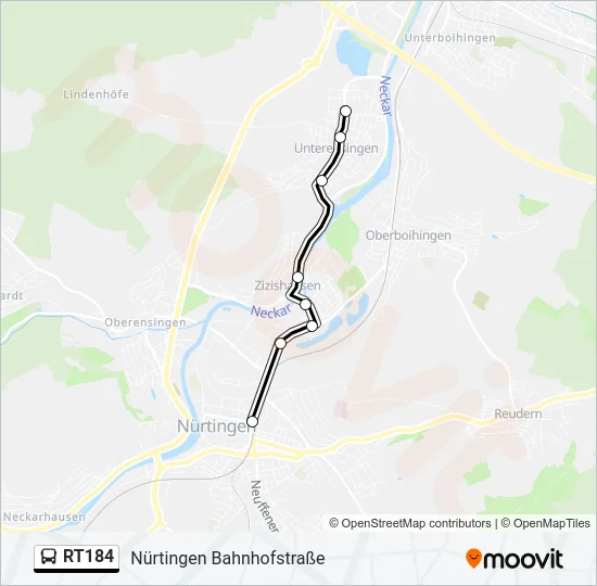 RT184 Bus Line Map