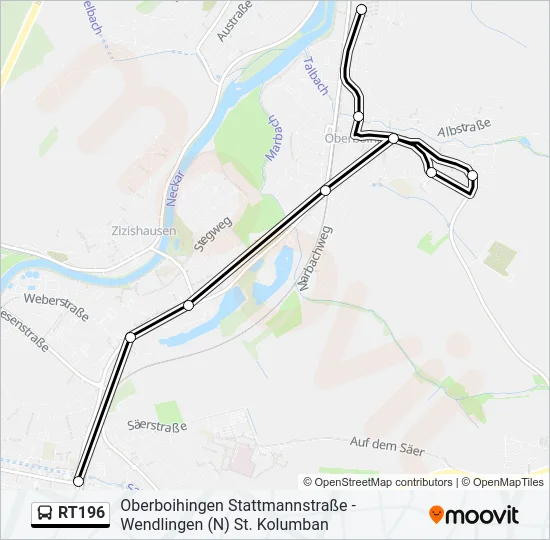 RT196 Bus Line Map