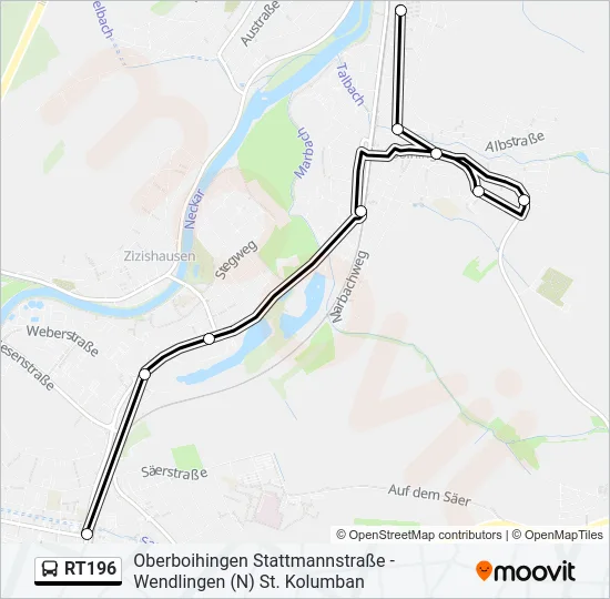 RT196 Bus Line Map