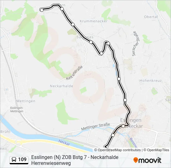 109 Bus Line Map