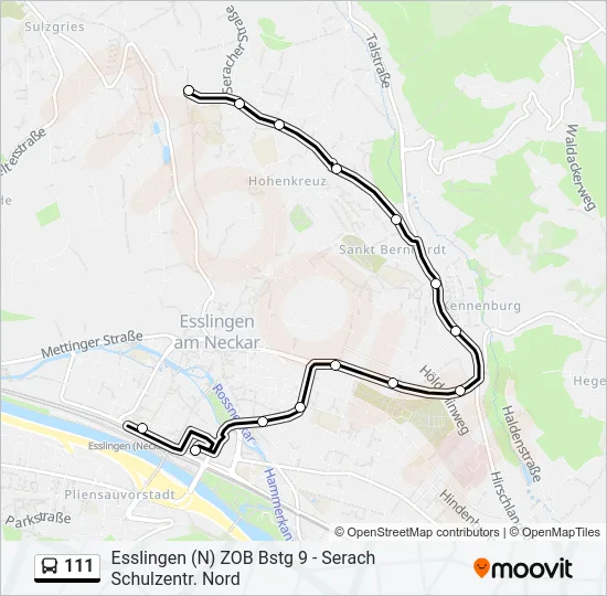 111 Bus Line Map