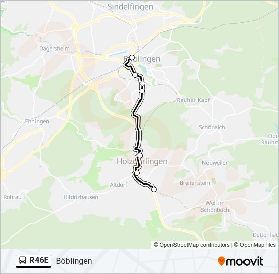 Автобус R46E: карта маршрута