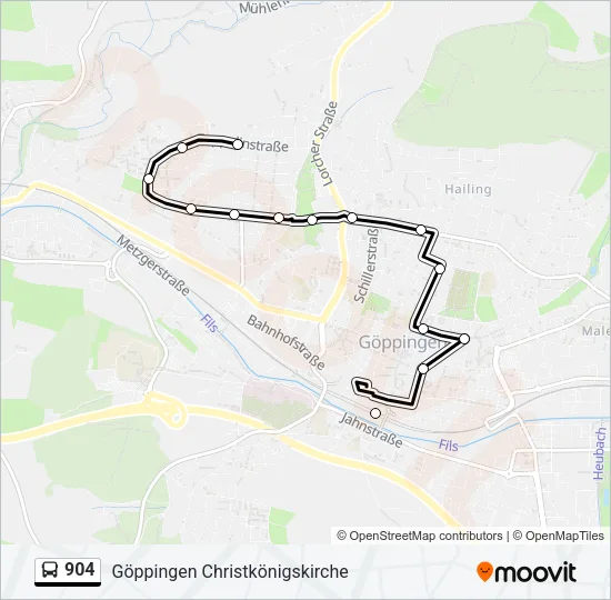 Buslinie 904 Karte