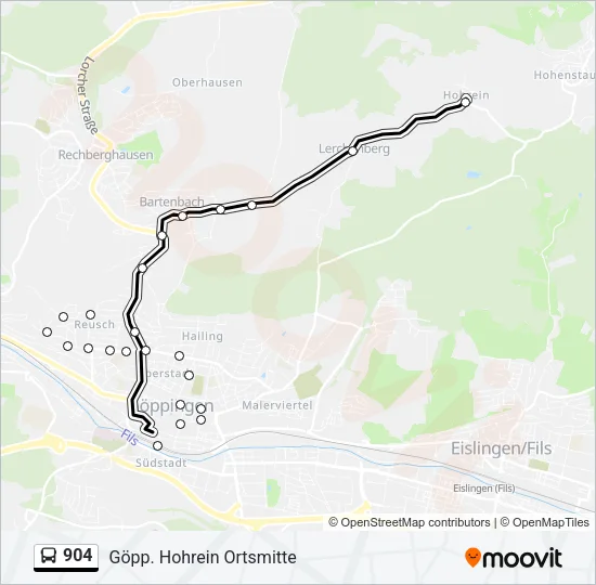 904 Bus Line Map