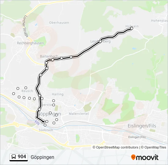 904 Bus Line Map