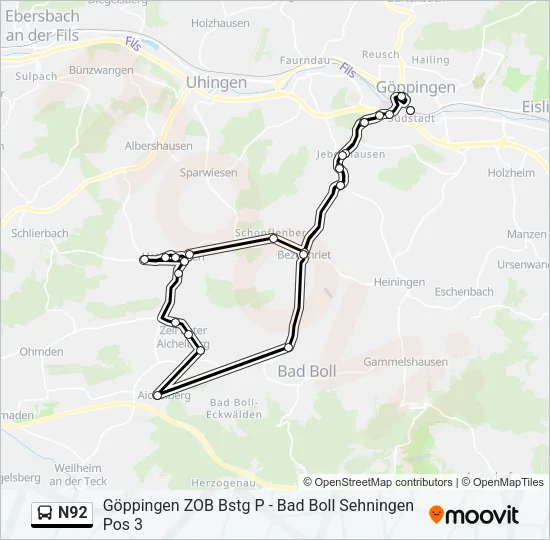 N92 Bus Line Map