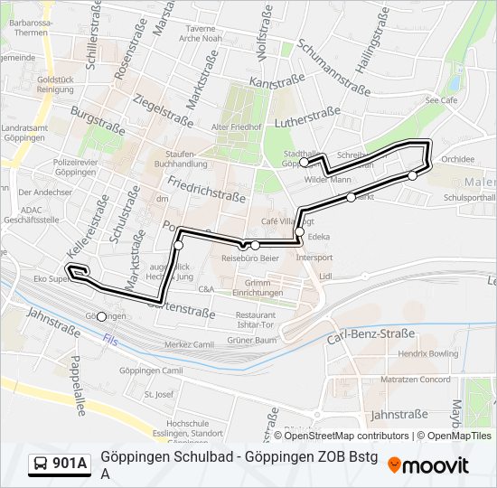Автобус 901A: карта маршрута