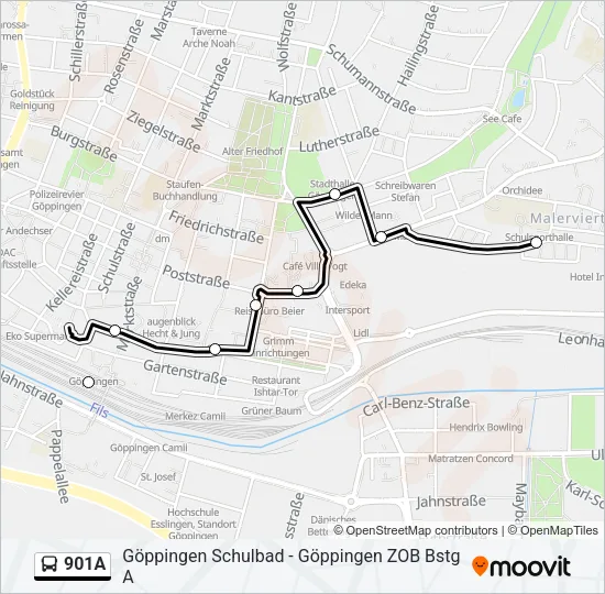901A Bus Line Map
