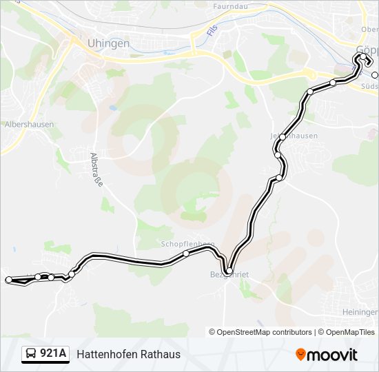 Автобус 921A: карта маршрута