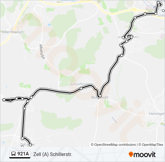 Автобус 921A: карта маршрута