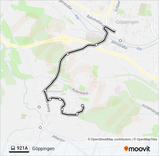 Автобус 921A: карта маршрута