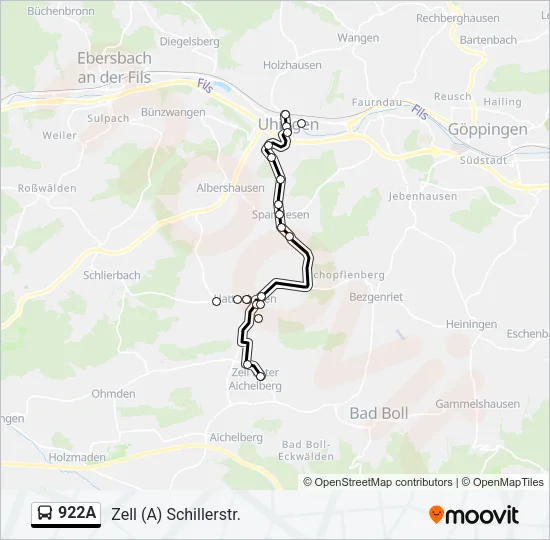 922A Bus Line Map