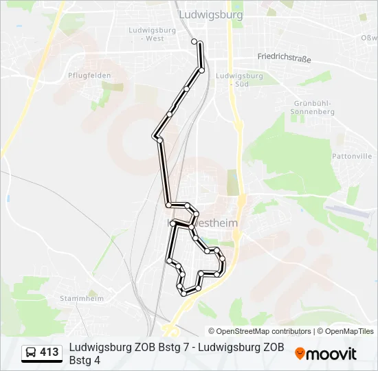 413 Bus Line Map