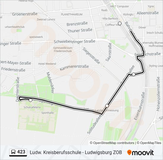 Автобус 423: карта маршрута