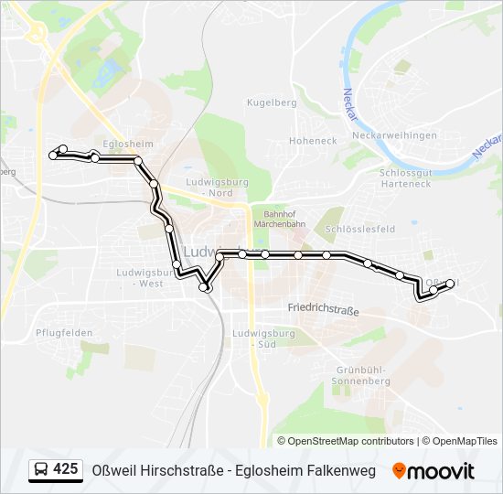Автобус 425: карта маршрута