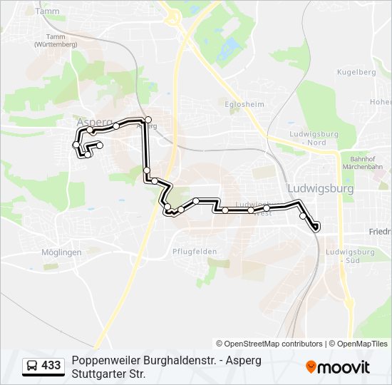 Автобус 433: карта маршрута