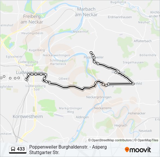 Автобус 433: карта маршрута