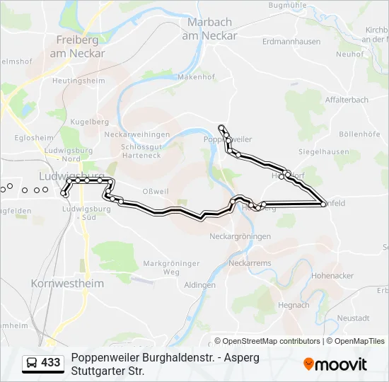 433 Bus Line Map