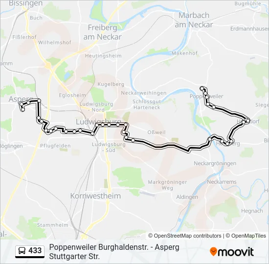433 Bus Line Map