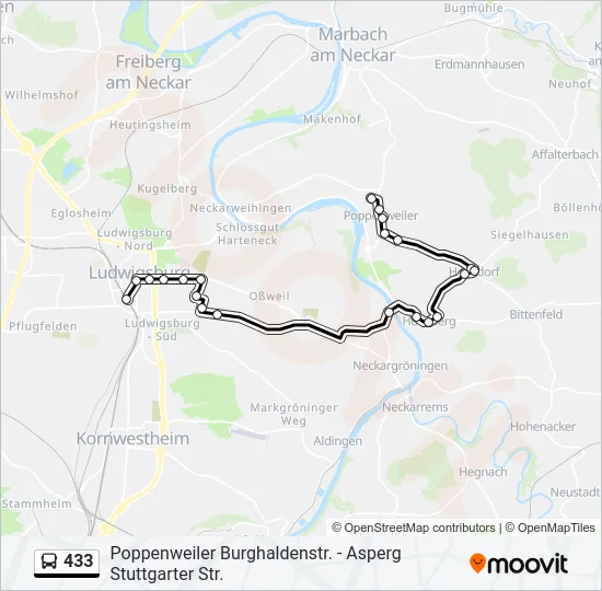 433 Bus Line Map