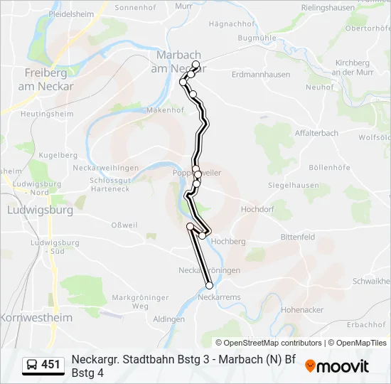 451 Bus Line Map