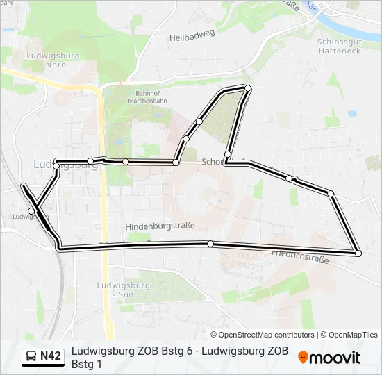 N42 Bus Line Map