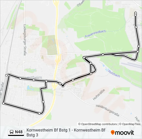 N48 Bus Line Map