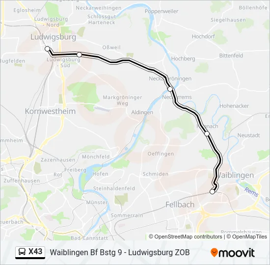 X43 Bus Line Map