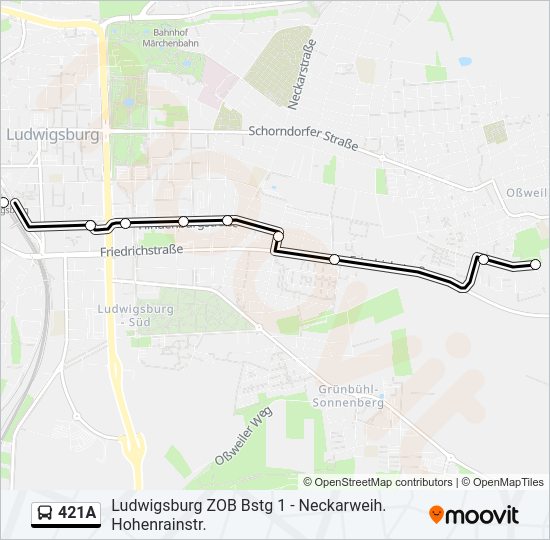 421A Bus Line Map