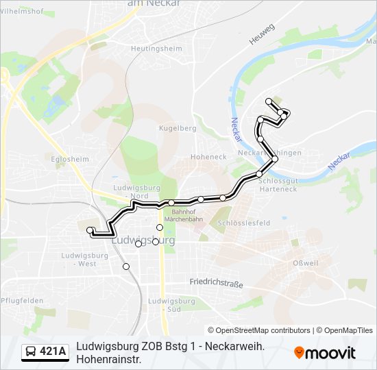 421A Bus Line Map