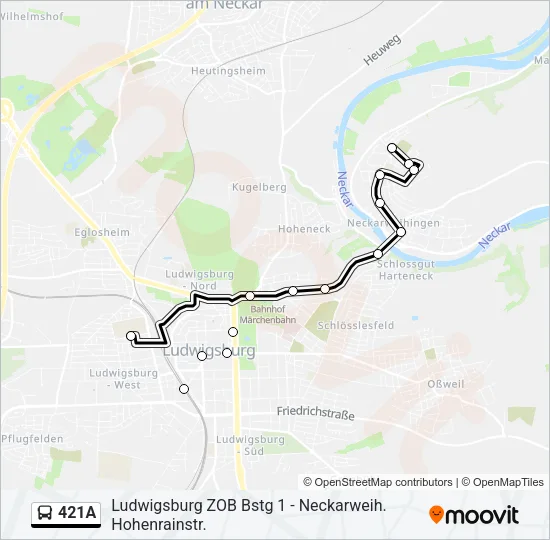 421A Bus Line Map