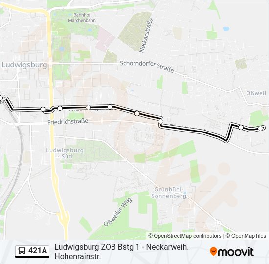 421A Bus Line Map