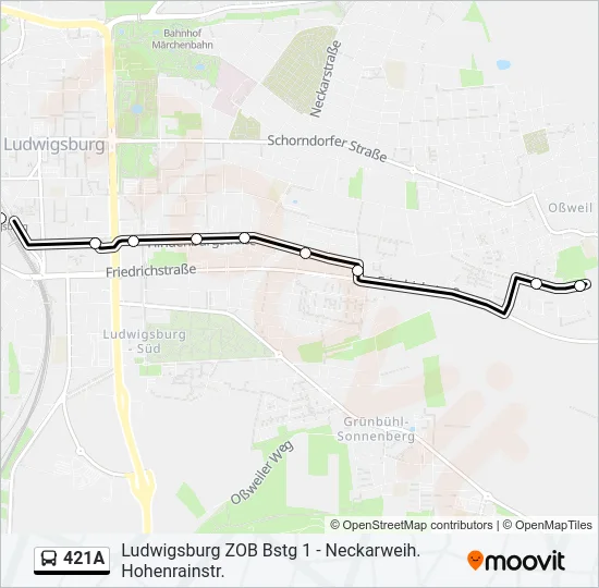 421A Bus Line Map