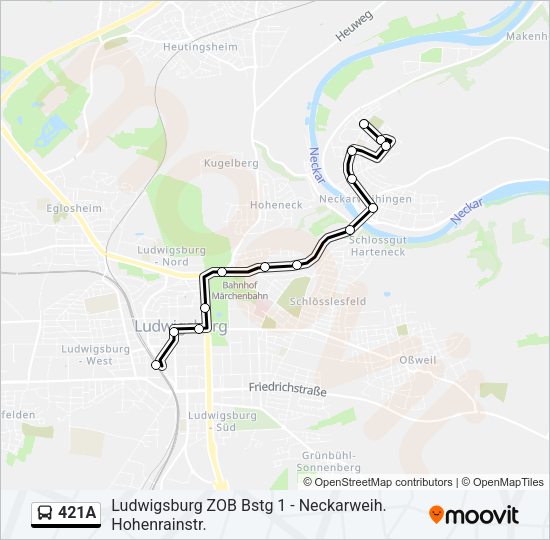 421A Bus Line Map