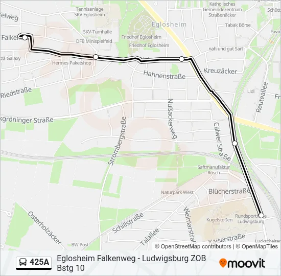 425A Bus Line Map
