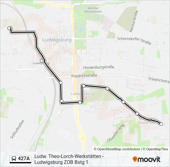427A Bus Line Map