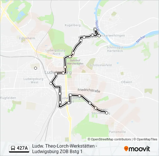 427A Bus Line Map