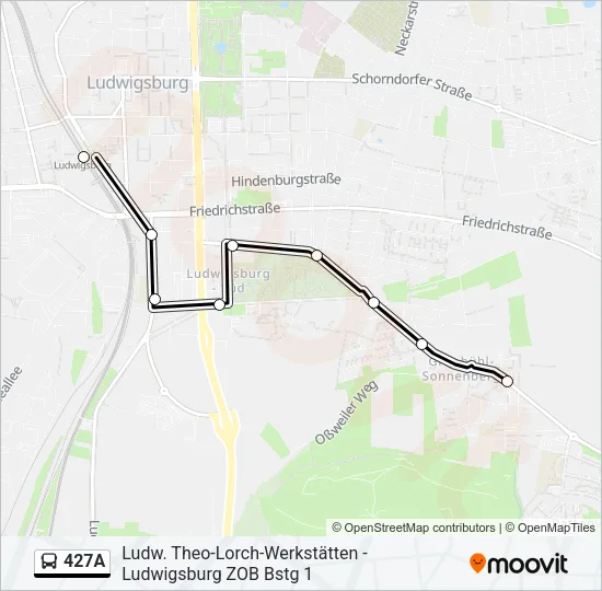 427A Bus Line Map