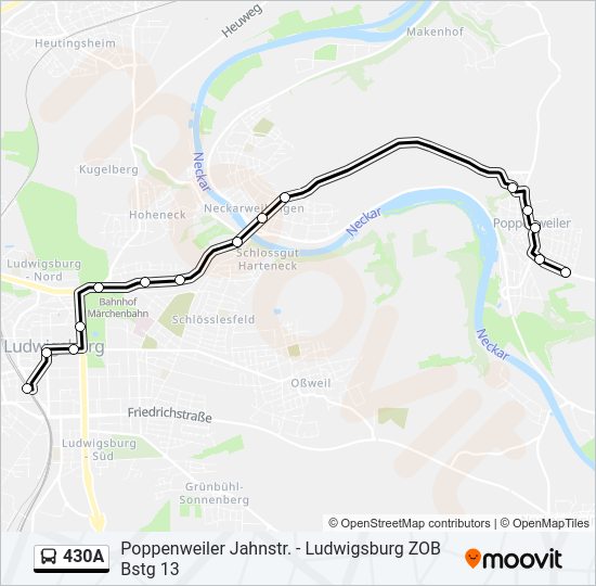 Автобус 430A: карта маршрута