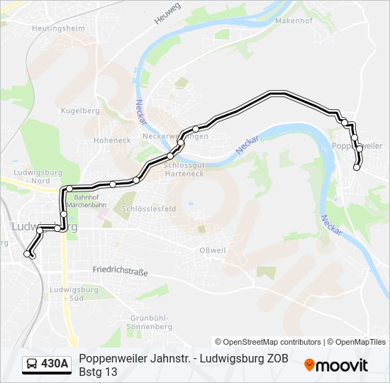 Автобус 430A: карта маршрута