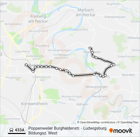 433A Bus Line Map